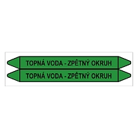 Značení potrubí, topná voda - zpětný okruh,2 ks, 450 × 52 mm